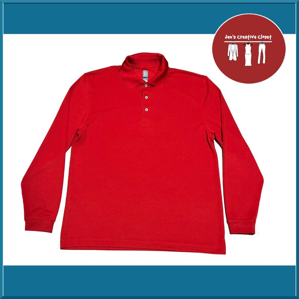 Men's PGA Tour Airflux Red Long-Sleeve Golf Shirt